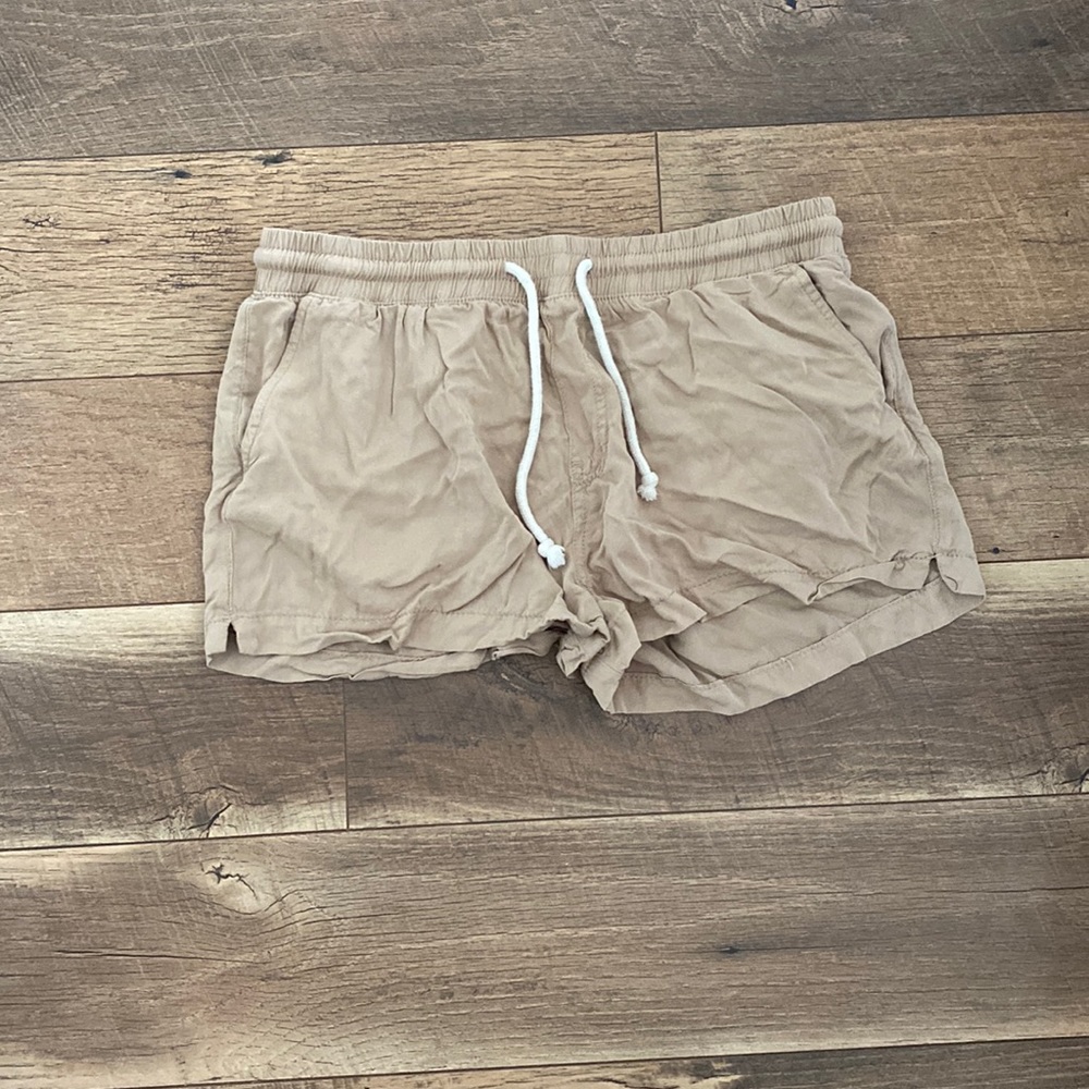 Tan linen shorts